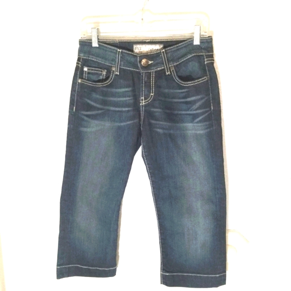 BKE Crop Capri Denim Jeans Size 27 Stretch Embroidered Sequin Pockets
